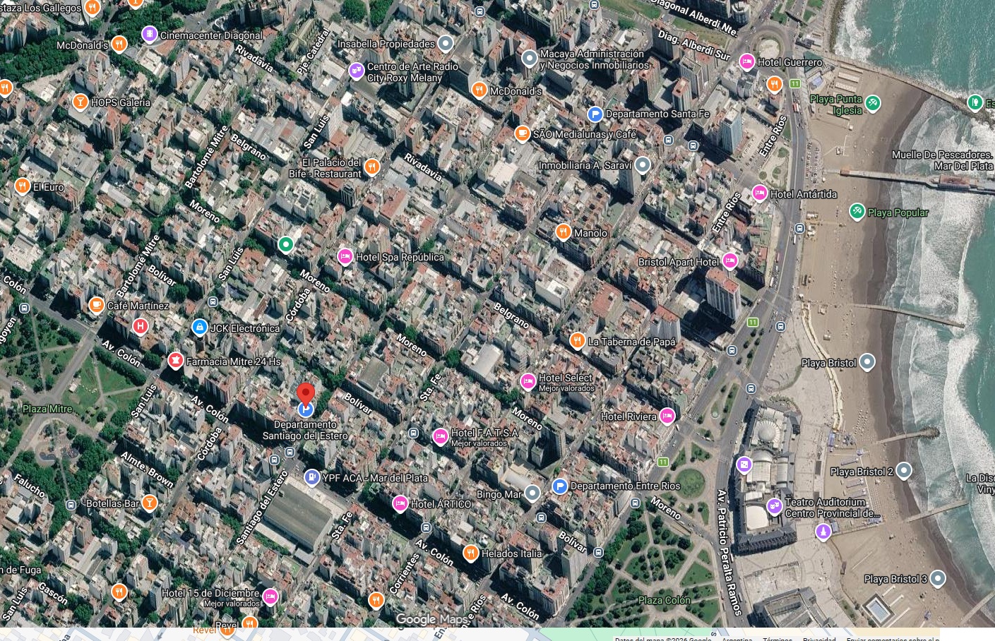 DEPARTAMENTO MAR DEL PLATA VERANO 2027 PARA HASTA 2 PERSONAS SANTIAGO DEL ESTERO 2100 PLAZA MITRE/CENTRO